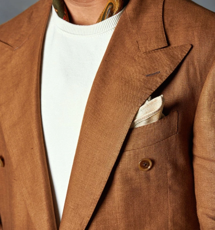 2024 Fashion Summer Linen Elegant Men Suit Casual Slim Fit Blazer Double Breasted High Quality Custom 2 Piece Set Costume Homme