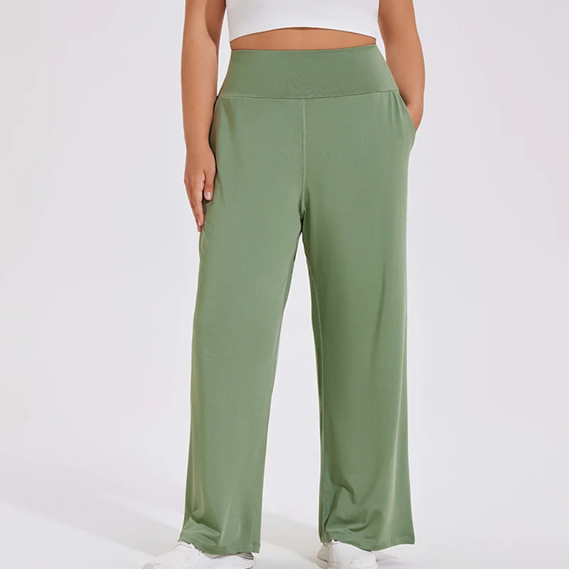 Women Large Size Casual Yoga Flare Pants Outdoor Wide Leg Fitness Pants High Waist Plus Size Loose Yoga Pants KK233