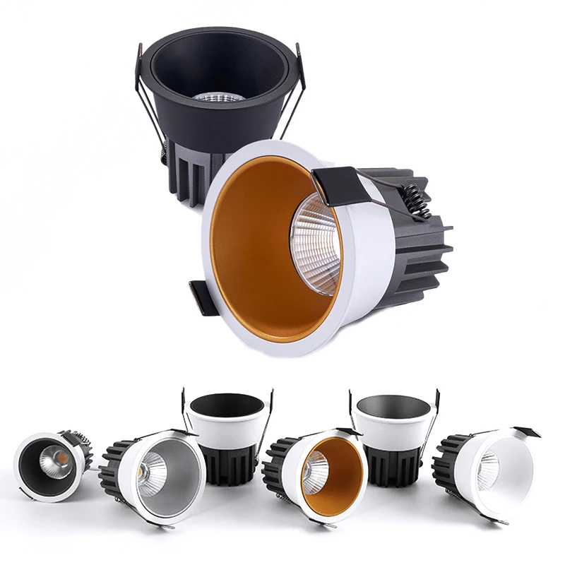 

New 7W 9W/12W/15W Recessed Anti Glare Dimmable COB LED Downlight LED Ceiling Spotlights AC85~265V Background Lamps