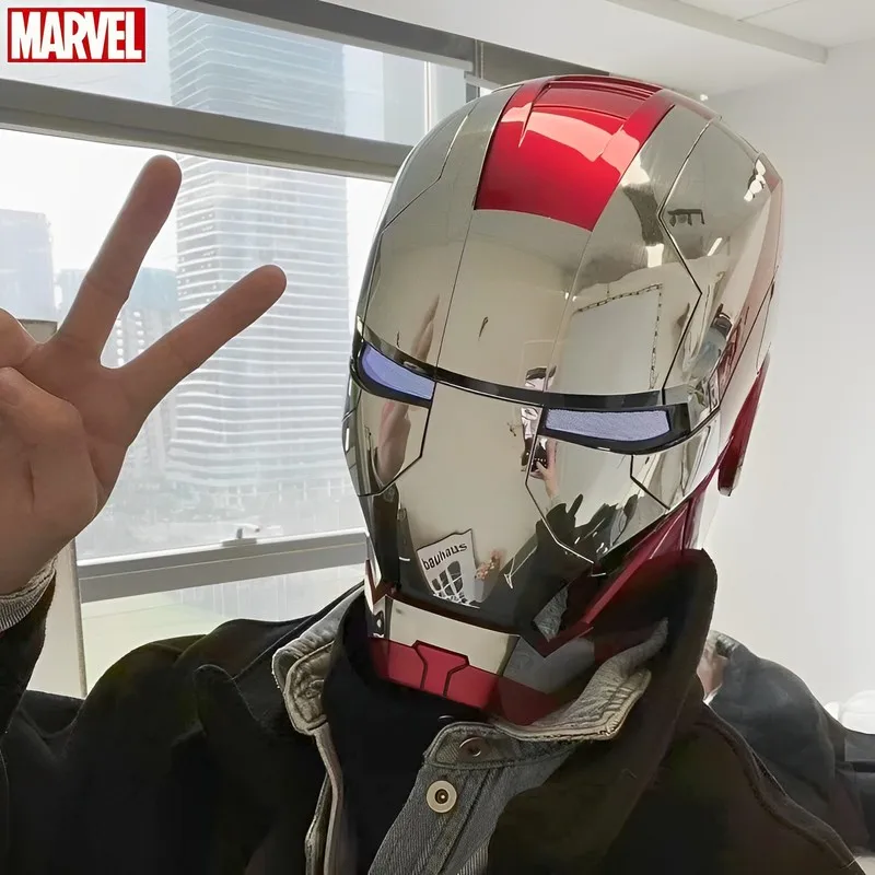 

Hot New Marvel Iron Man Autoking 1/1 Mk5 Helmet Remote And Voice Control Iron Man Automatic Helmet Mask With Led Light Boys Gif