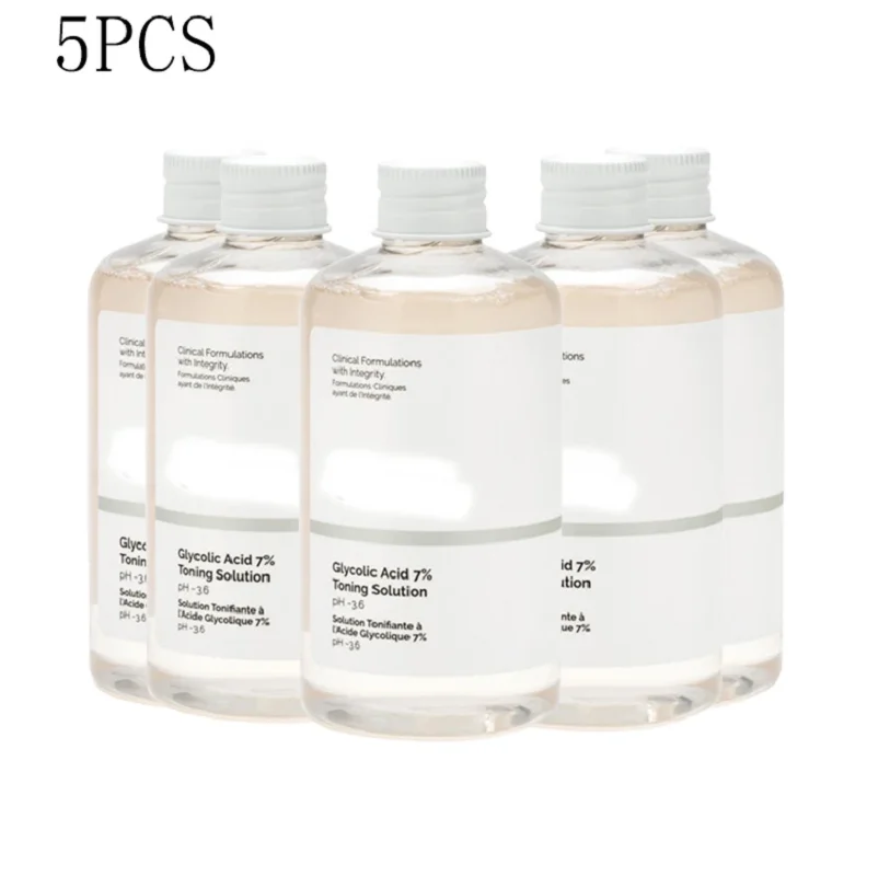 

5PCS Glycolic Acid 7% Toning Solution Facial Care Toner Exfoliator Smoothing Skin AHA BHA Peeling Solution Pigment Serum