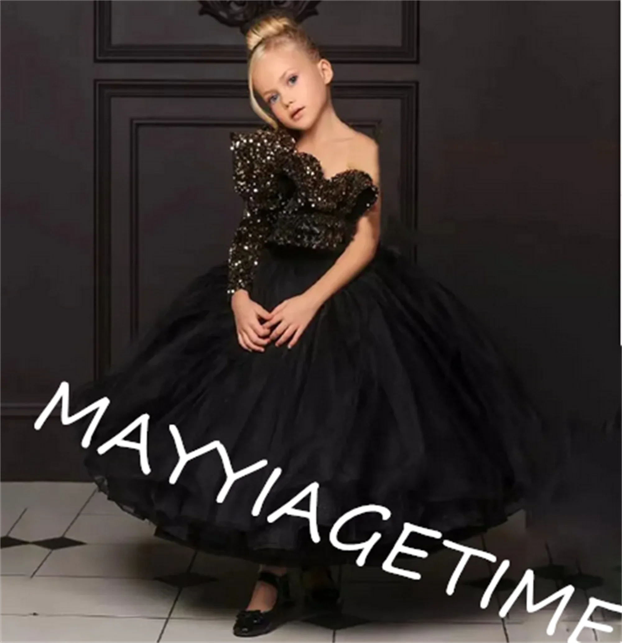 

Puffy Princess Dresses Girls Luxurious Wedding Party Gown Girls Ball Gown Elegant Party Frock For Wedding Kid Size 1-16Y
