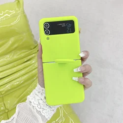 Luxury Liquid Silicone Solid Color Case with Ring - Shockproof Cover for Samsung Z Flip 4 (N)