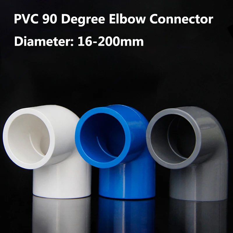

ID 16/20/25/32/40/50/63/75/90/110/125/160/200mm 90 Degree Elbow Connector PVC Pipe Fitting Garden Water Fish Tank Connector DIY