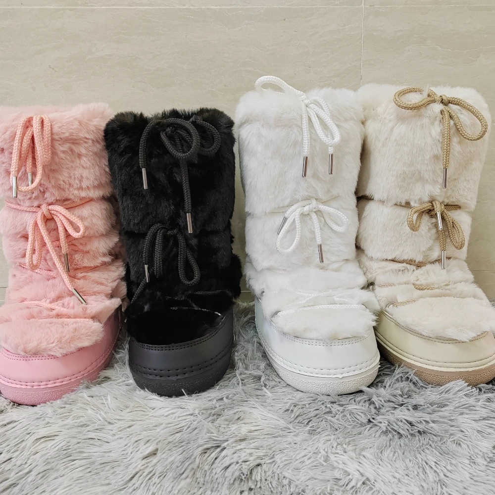 Faux Fur Boots y2k Women Snow Boots Luxury Fluffy Furry Hairy