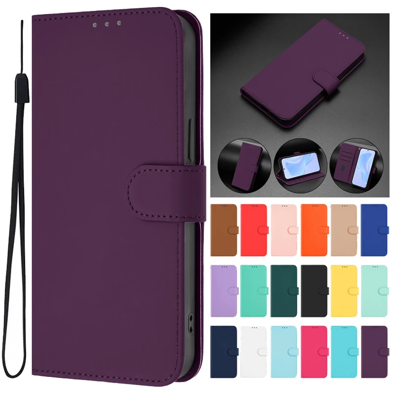 Candy Solid Color Flip Leather Phone Case Cover