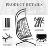 Large PE Wicker Egg Shaped Hanging Egg Chair with Stand and Thick Cushion, Indoor Outdoor. Oversized 2 Person Patio Swing Chair 4