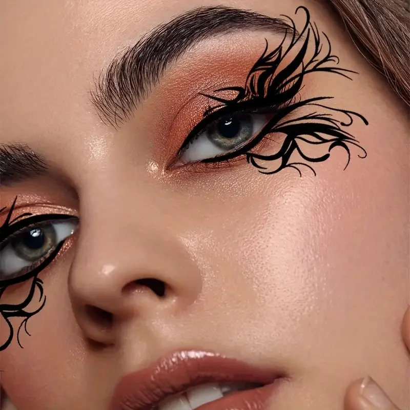 10 Halloween Removable Temporary Eye Tattoo Stickers,Can Be Used Realistic Tattoos,Waterproof and Sweatproof,Halloween Makeup 3