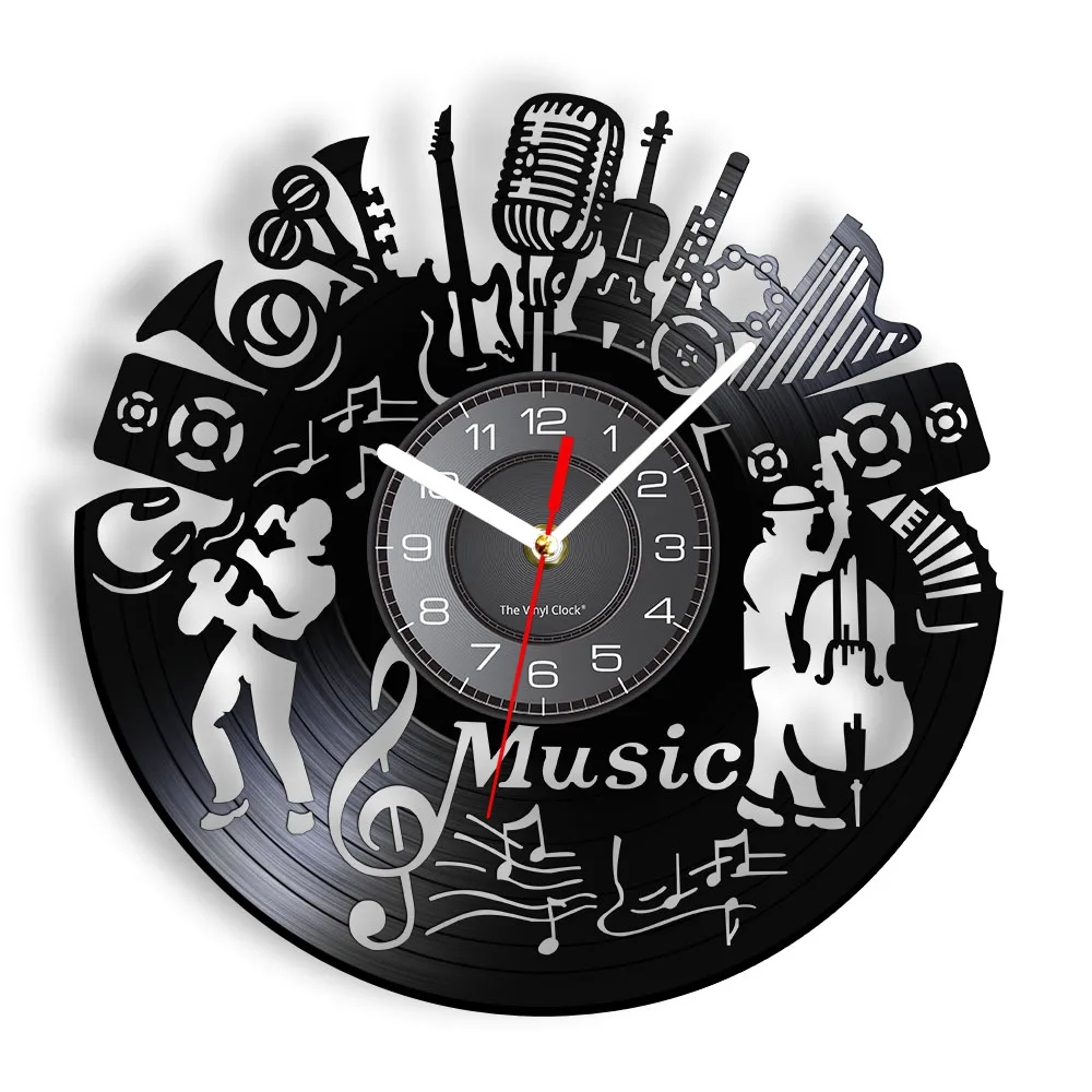 live concert décor Saxophone Musique JAZZ BAND Vinyle Horloge instruments design 