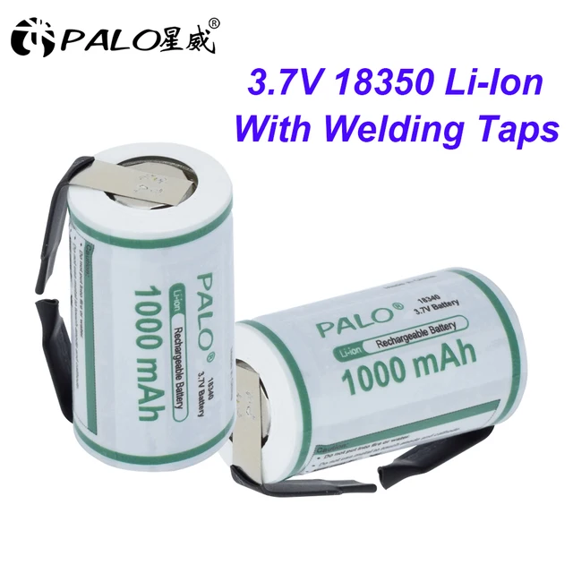 3.7V 18340 18350 Rechargeable Lithium ion Battery 18350 Batteries With Weld Tap for Flashlights Doorbells Camera Electric tools