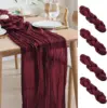 4 Pack Burgundy Cheesecloth Table Runner Gauze Semi-Sheer Backdrop Drape Fabric for Wedding Holiday Party Bridal Shower Decor 1