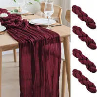 4 Pack Burgundy Cheesecloth Table Runner Gauze Semi-Sheer Backdrop Drape Fabric for Wedding Holiday Party Bridal Shower Decor 1