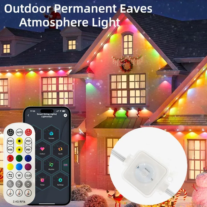 300ft 180leds Eaves Lights Smart RGB Permanent Outdoor Lights Waterproof Eaves Lighting for House Roof Holiday Daily Decorations - Image 2