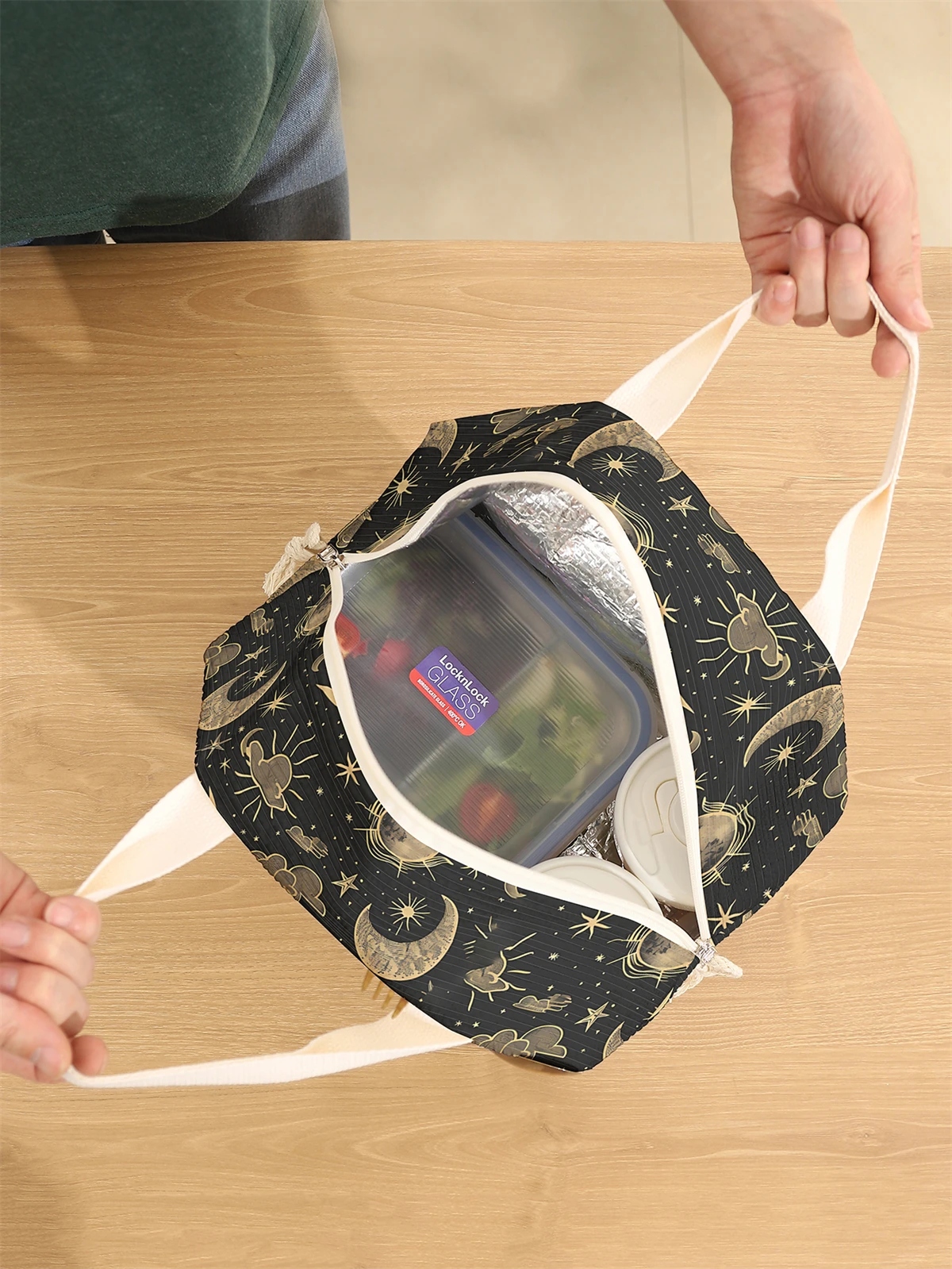 1pc- insulated lunch box bag thickened student portable lunch bag