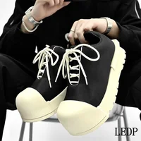 LEDP Brand Original Niche Design Big Head Thick Sole Small White Shoes Men 2024 Autumn New Ins Fashion Sports Bread Board Shoes 1