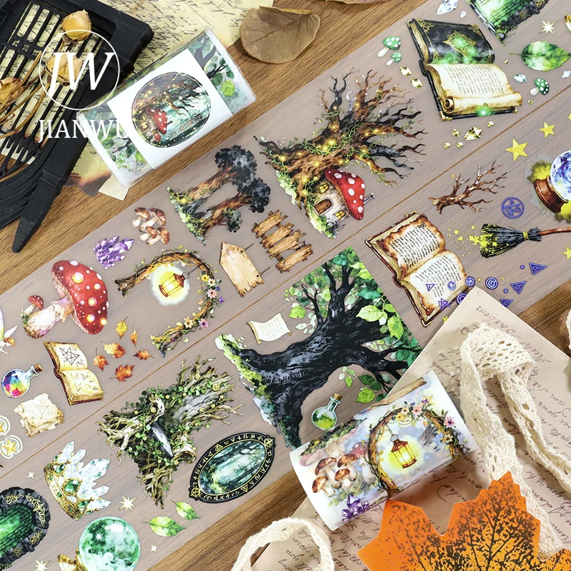 JIANWU 70mm * 200cm 빈티지 매직 포레스트 라이트 풍경 소재 콜라주 스크랩북 PET 테이프 크리 에이 티브 DIY 저널 문구