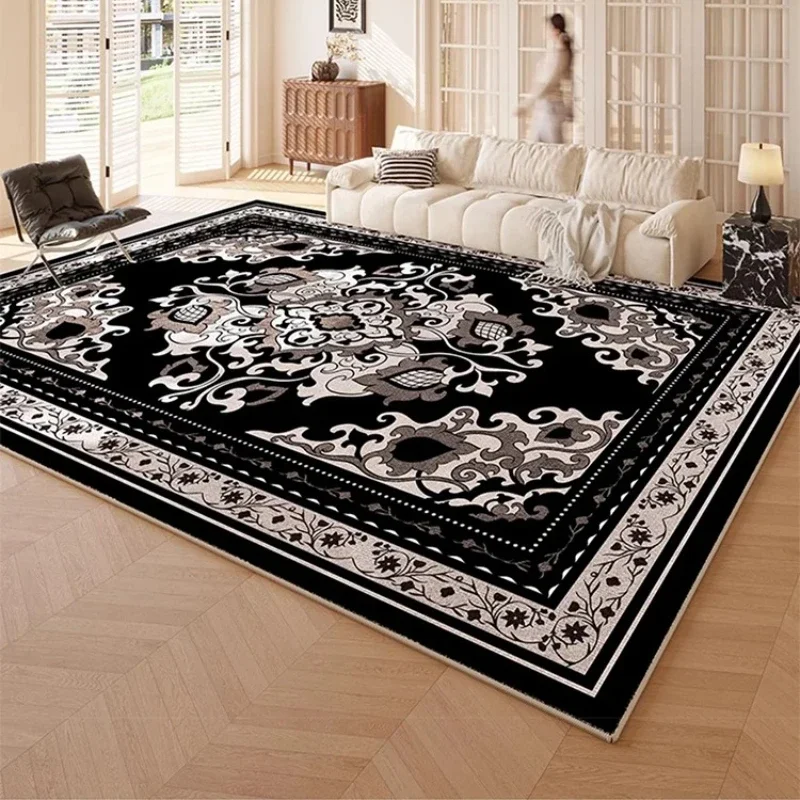 Carpet for Living Room Light Luxury Large Area Fluffy Plush Bedroom Bedside Rug Retro Floral Soft Cloakroom Mat Alfombra 거실 카펫 2