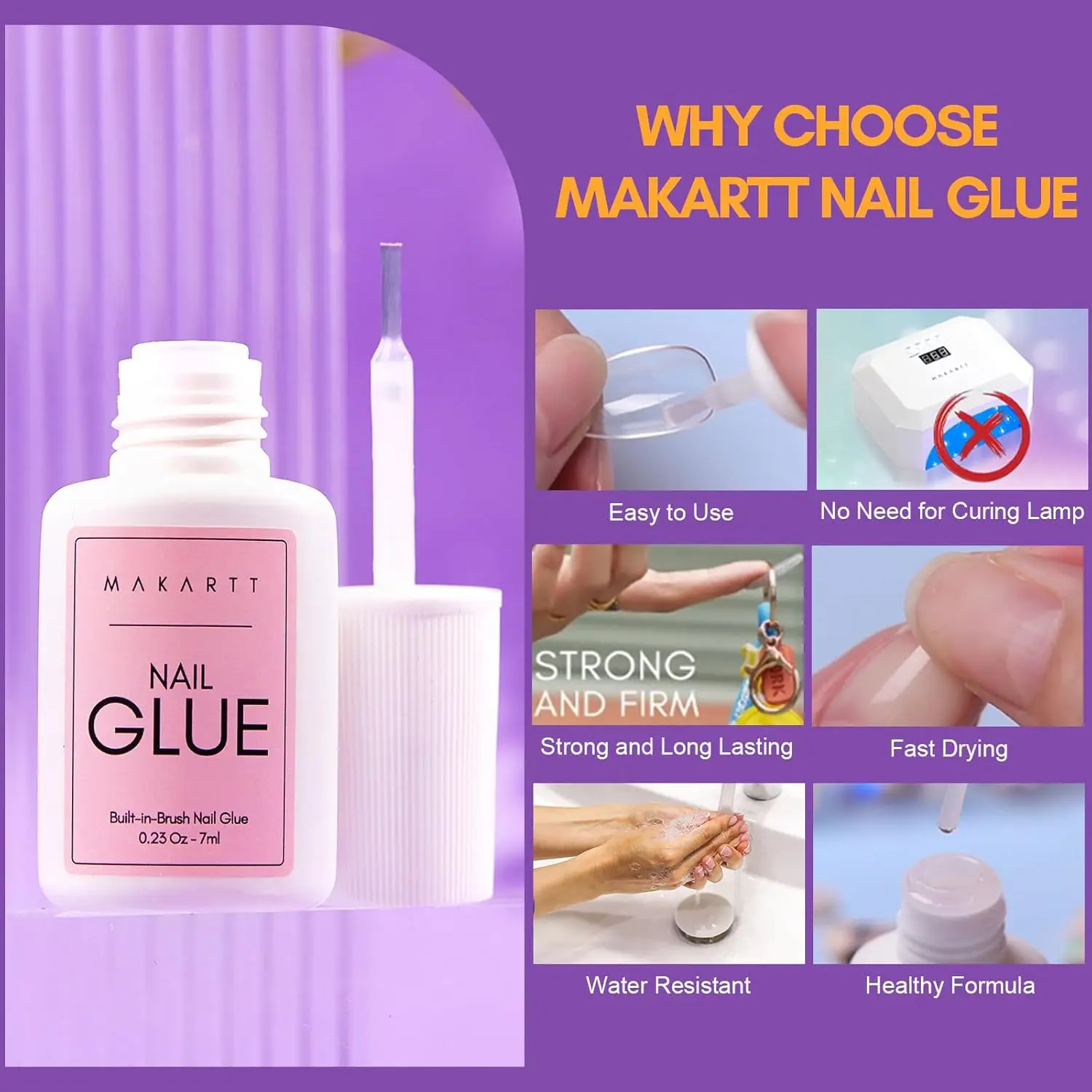 Makartt Nail Glue and Nail Dehydraor Set, Super Strong 7ML Nail Glue for Press on Nails and Acrylic Fake Nails Tips Manicure 4