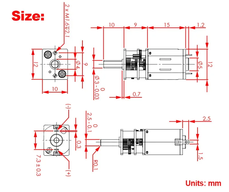 Description Picture 3 of itemGA12-N20 Motor 3V 6V 12V Metal Gear Wheel 30RPM 50RPM 60RPM 100RPM 150RPM 200RPM 300RPM 600RPM 1000RPM Micro DC Motors