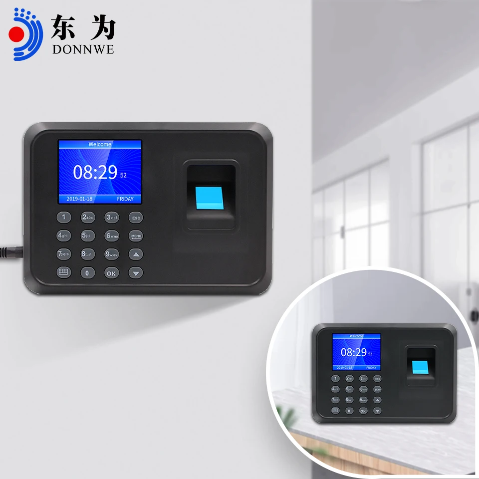 DW-F01 2.4 Inch Biometric Fingerprint Attendance Time Clock Employee Checking-In Recorder Easy Use