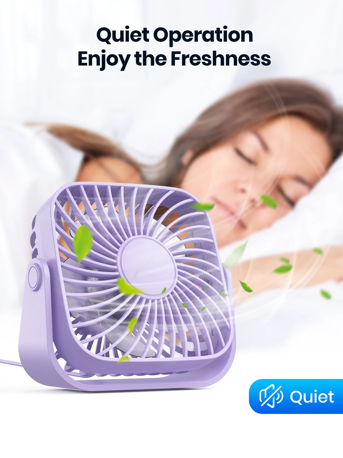 4Inch USB Mini Desk Fan,3 Speeds Quiet Portable Desktop Table Fan,360°Adjustment