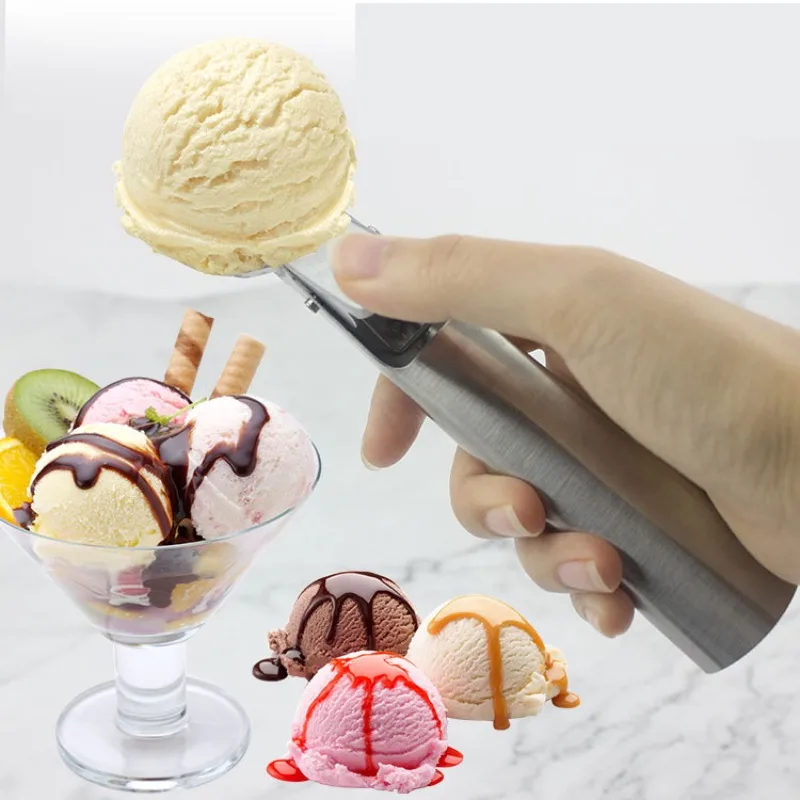 Stainless Steel Ice Cream Scooper Multifunctional Pressable Fruit Spoon Ice Cream Ball Spoon Watermelon Ball Machine ice cream scoop