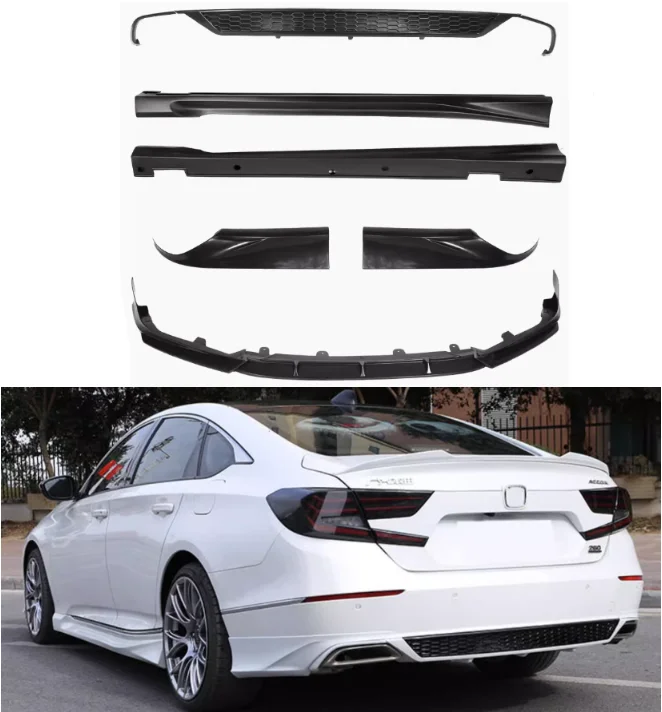 

For Honda Accord 2018 2019 2020 2021 2022 ABS Black Knight Bumper Front Lip Rear Trunk Diffuser Side Skirts Yofer Body Kit
