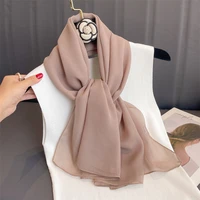 2023 New Fashion Summer Women Soild Color Beach Scarf Silk Shawls Headband Female Headband Wraps Sunscreen Hijab Wholesale 2