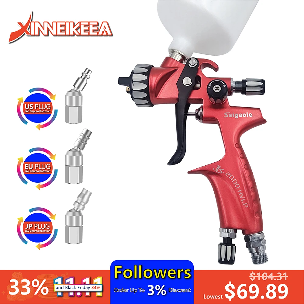 

HVLP Auto Paint Spray Gun 1.3mm Auto Home Industrial Spray Paint Tools TS2000 Low Pressure Manual Spray Gun Cup Capacity 600ml