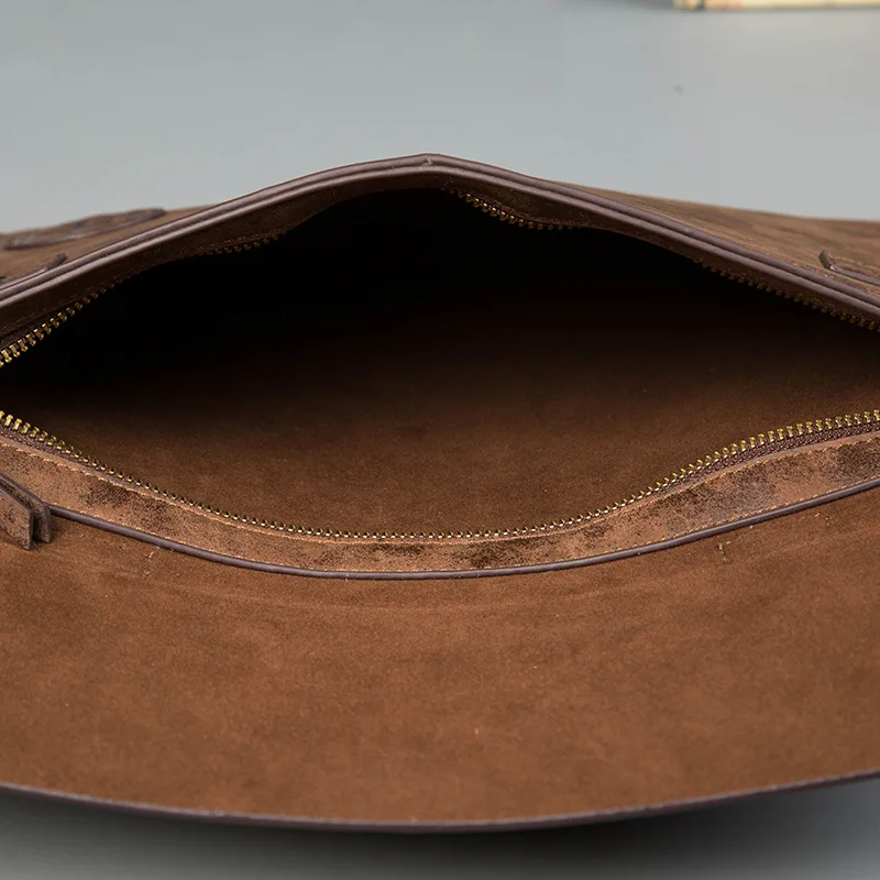 Retro Fashion Men HandBag Ultra-Thin Document Briefcase Bag Casual Trendy Small Bag For Male