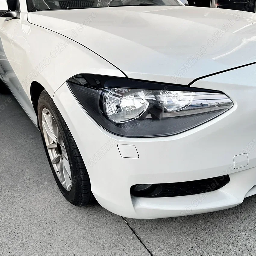 BMW 1 시리즈 F20 F21 118i 120d 120i M135i Pre-Lci 2011-2015 용 광택 블랙 자동차 전조등 눈꺼풀 Eyebrow 스티커 ABS
