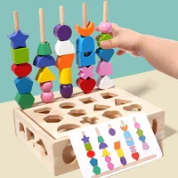 Montessori Wooden Toys Color Shape Matching Puzzle Game Box Colorful Beaded Color Cognition Educational Toys Gift For Children 2