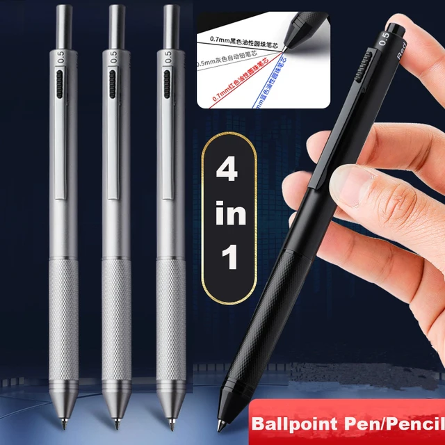 Multifunctional 4-color-in-one gravity-sensing pen metal ballpoint pen/Mechanical Pencil,Black/Red/Blue Ink Oil Signing canetas 1