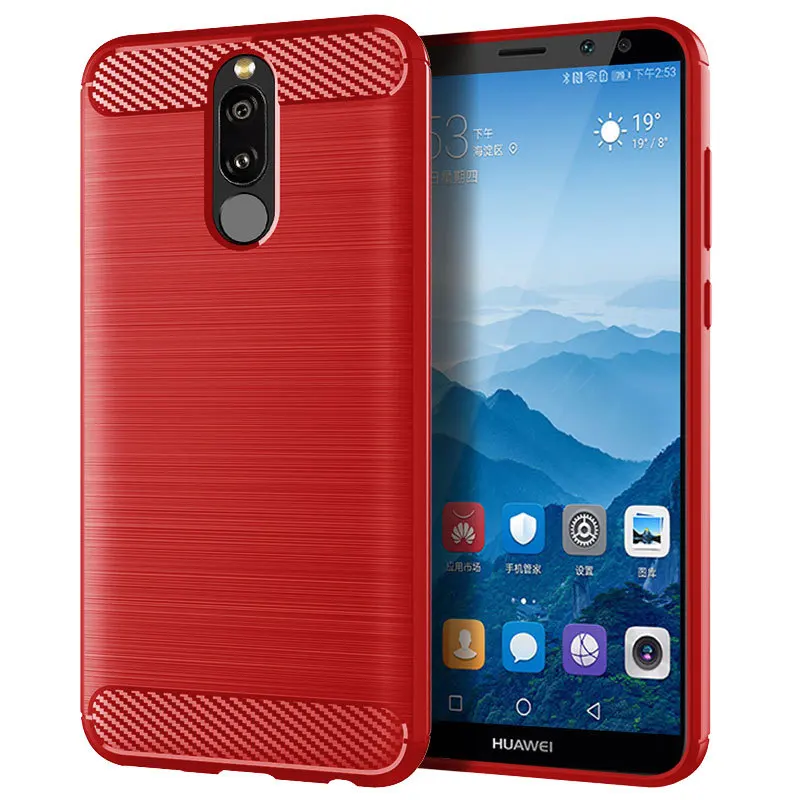 Silicone Full Protective Matte Phone Cover with Shockproof Carbon Fiber Design