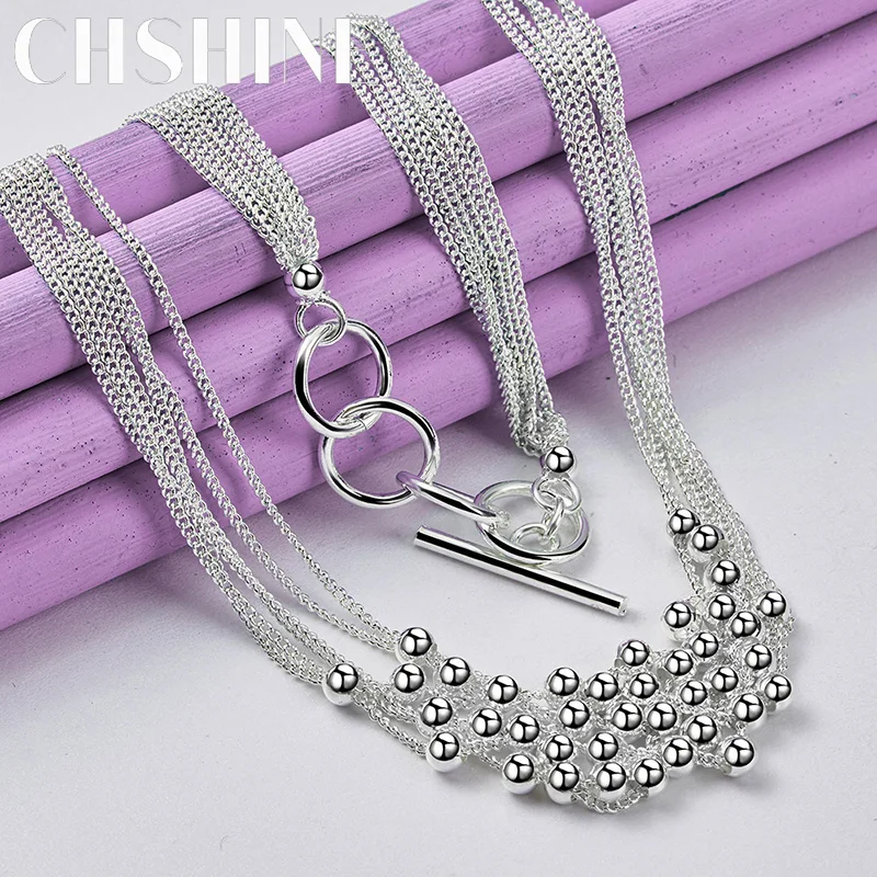 

CHSHINE 925 Sterling Silver Smooth Beads Necklace For Women'S Lady Wedding Party Fashion Charm High Quality Jewelry