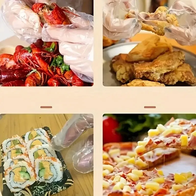 100/200/500PCS Disposable PE Gloves Plastic Gloves Terrace Pet Supplies Salon Catering Services Multi Purpose Household Tools 6