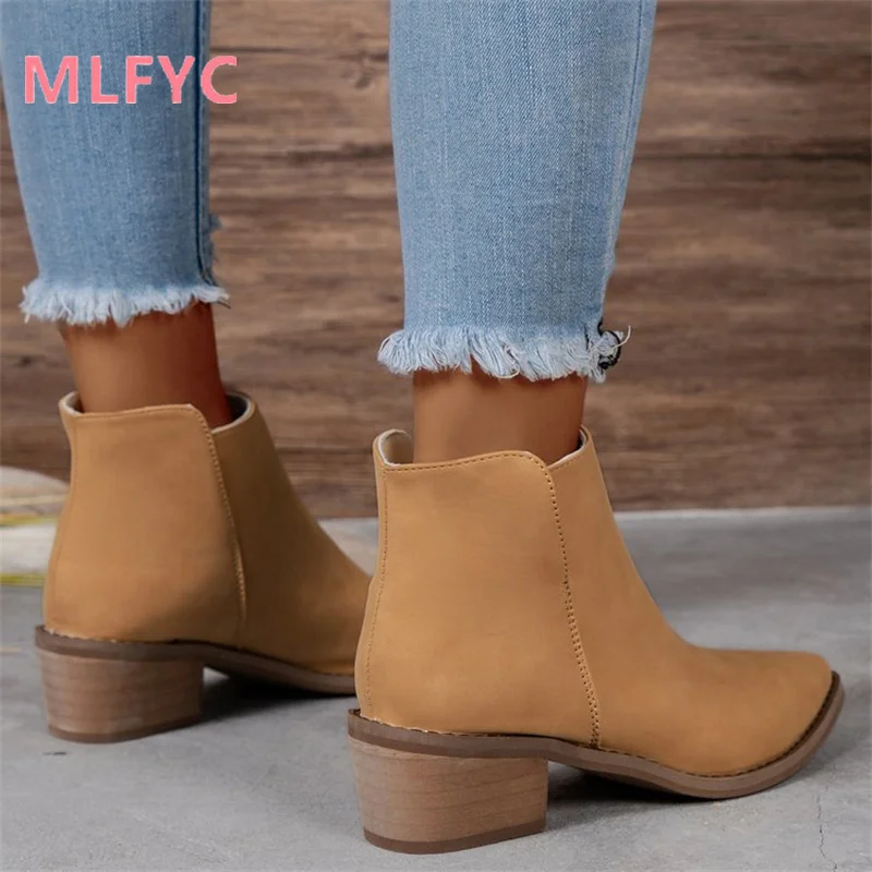 Thick Soled Thick Heeled Short Boots for Women Autumn Winter New Soft Soled Lightweight Comfortable Short Tube Single Boots