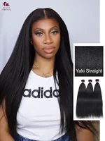 Grade 12A Unprocess Yaki Straight Human Hair Bundles 100% Brazilian Raw Virgin Human Hair Weave 1 3 4 Bundles Beautyforever 1
