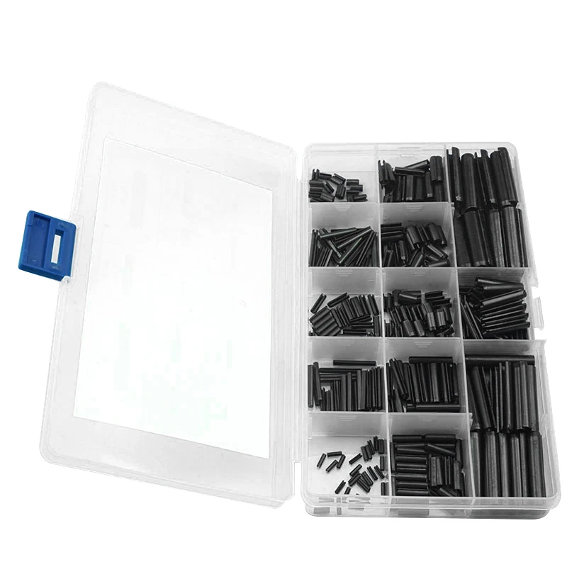 스틸 블랙 탄성 원통형 코터 핀 분할 스프링 다월, 펜션 롤 핀 모음 키트, 메가 GB879, 390 개