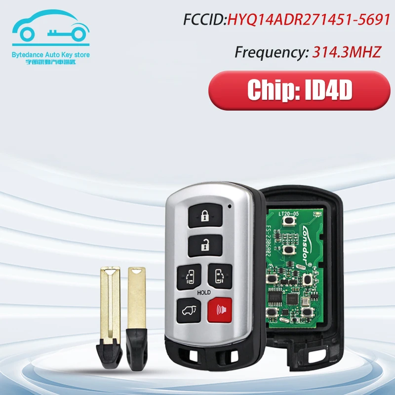 

Entry Remote Smart Key Fob 6 Button Smart for 2011 2012 2013 2014 2015 2016 2017 2018 2019 Toyota Sienna Van 271451-5691