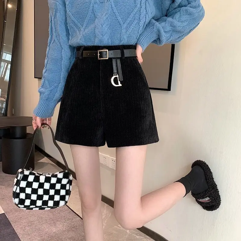 Autumn New High Waist Zipper Patchwork Shorts Solid Color Loose All-match Fashion Wide Leg Pants Trend Casual Women Clothing