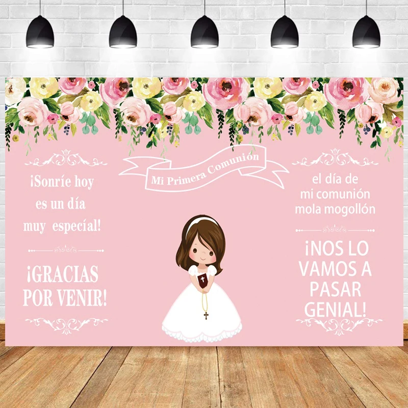 

My First Holy Communion Mi Bautizo God Bless Backdrop Baby Shower Baptism Christening Party Newborn Photoshoot Background Banner