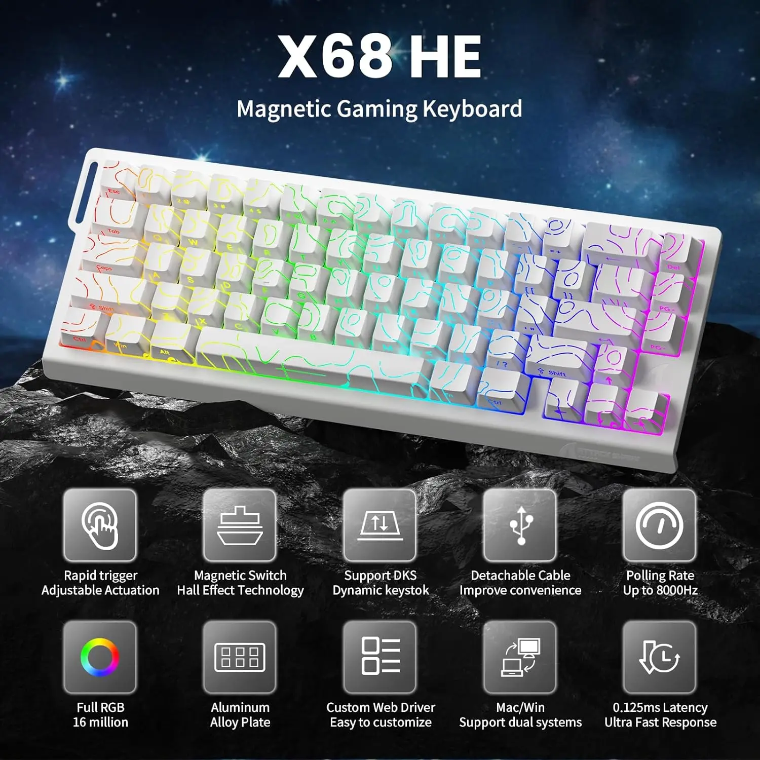 attack shark X68 Proラピッドトリガー搭載キーボード Amazon | ATTACK SHARK X68PRO HE ラピッドトリガー キーボード