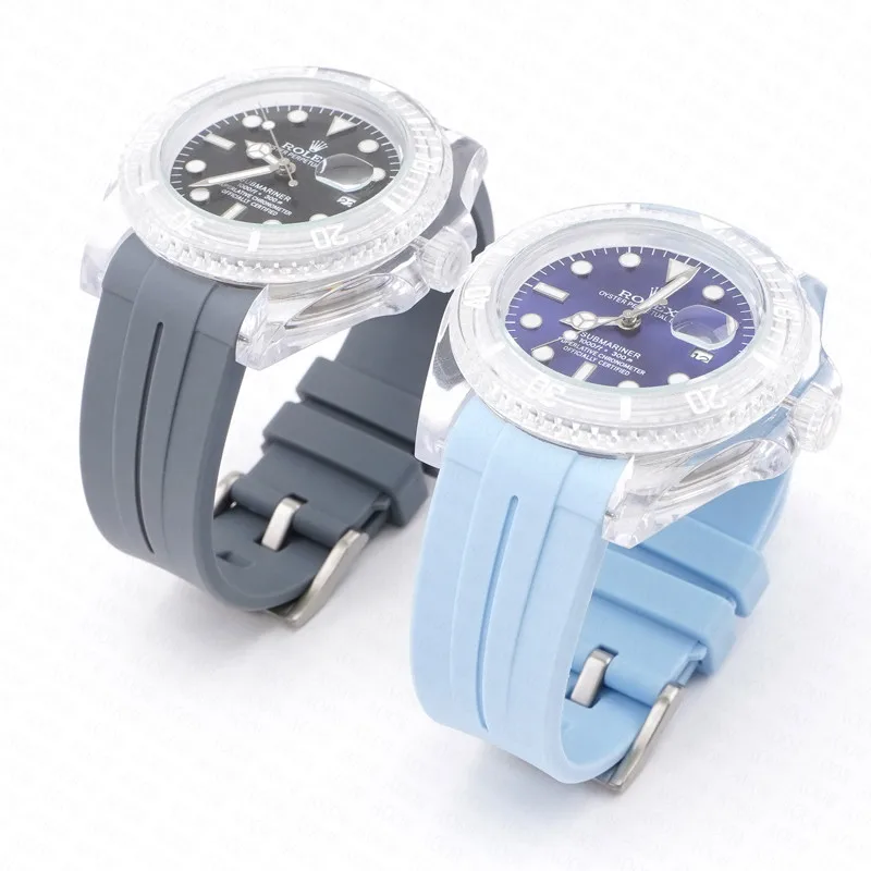 Curved End Silicone Sport Watch Band - Soft Rubber Strap 20mm