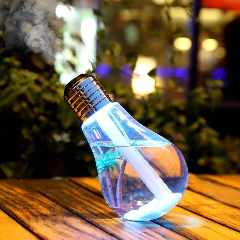 Mini Portable Usb Rechargeable Bulb Humidifier Colorful Led Light Mist Sprayer Nano Mist Desktop Ultrasonic Humidifier For Home
