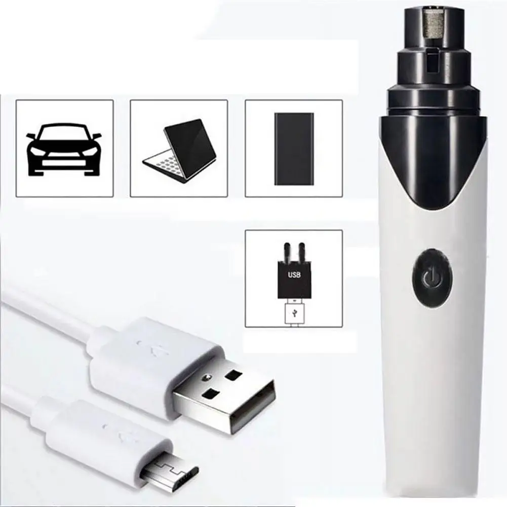 LED Pet Nail Trimmer Safe Grinding Head Electric Nail Clipper For Cats And Dogs USB Charging Low Vibration And Noise Pet Groomin