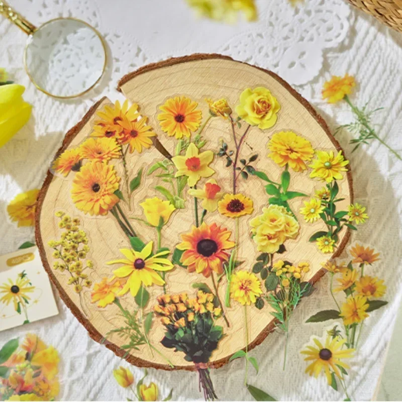 40pcs/set Natural Flower Sticker for Scrapbooking,Self-Adhesive Scrapbooking Sticker Supplies Journal for Card Making Letter DIY