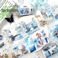 2m/ Roll Oil Painting PET Sticker Decorative Sea Tide Tape For Scrapbook Magazine Aesthetic Stationery 1