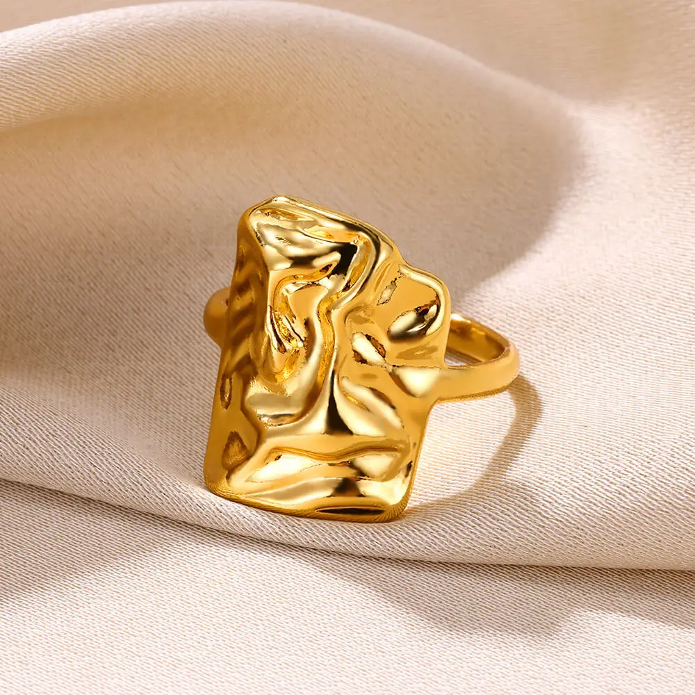 Stainless Steel Geometric Square Rings For Women Gold Color