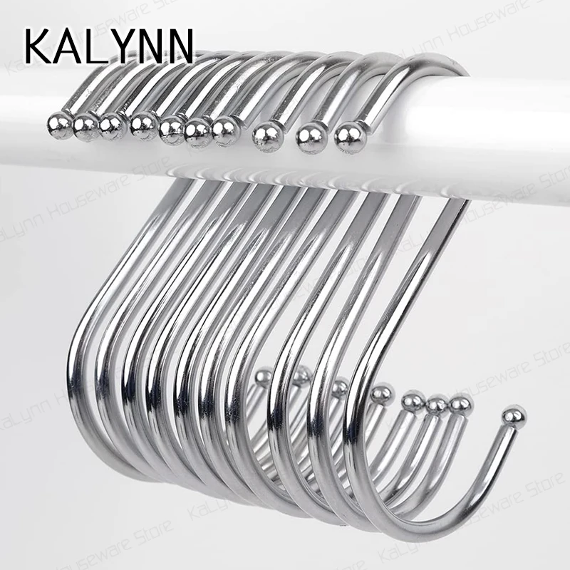 

2022 S Shaped Hooks Silver 1-20 Pcs Round Heavy-Duty Steel Metal Hangers Hanging hook for Kitchen Bathroom Bedroom Office Garden